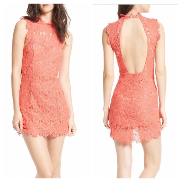 Free People Dresses & Skirts - 🌺Host Pick🌺Free People Sz S Petite Coral orange Lace SHEATH mini dress